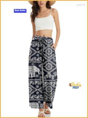 Linen Wide Leg Palazzo Pants with Pockets Drawstring